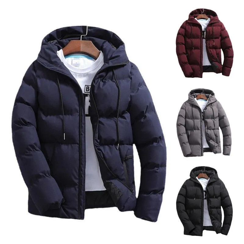 2022 Winter Men Thickened Cotton Hooded Short Jacket