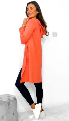 4-7605 Orange Hooded Cardigan