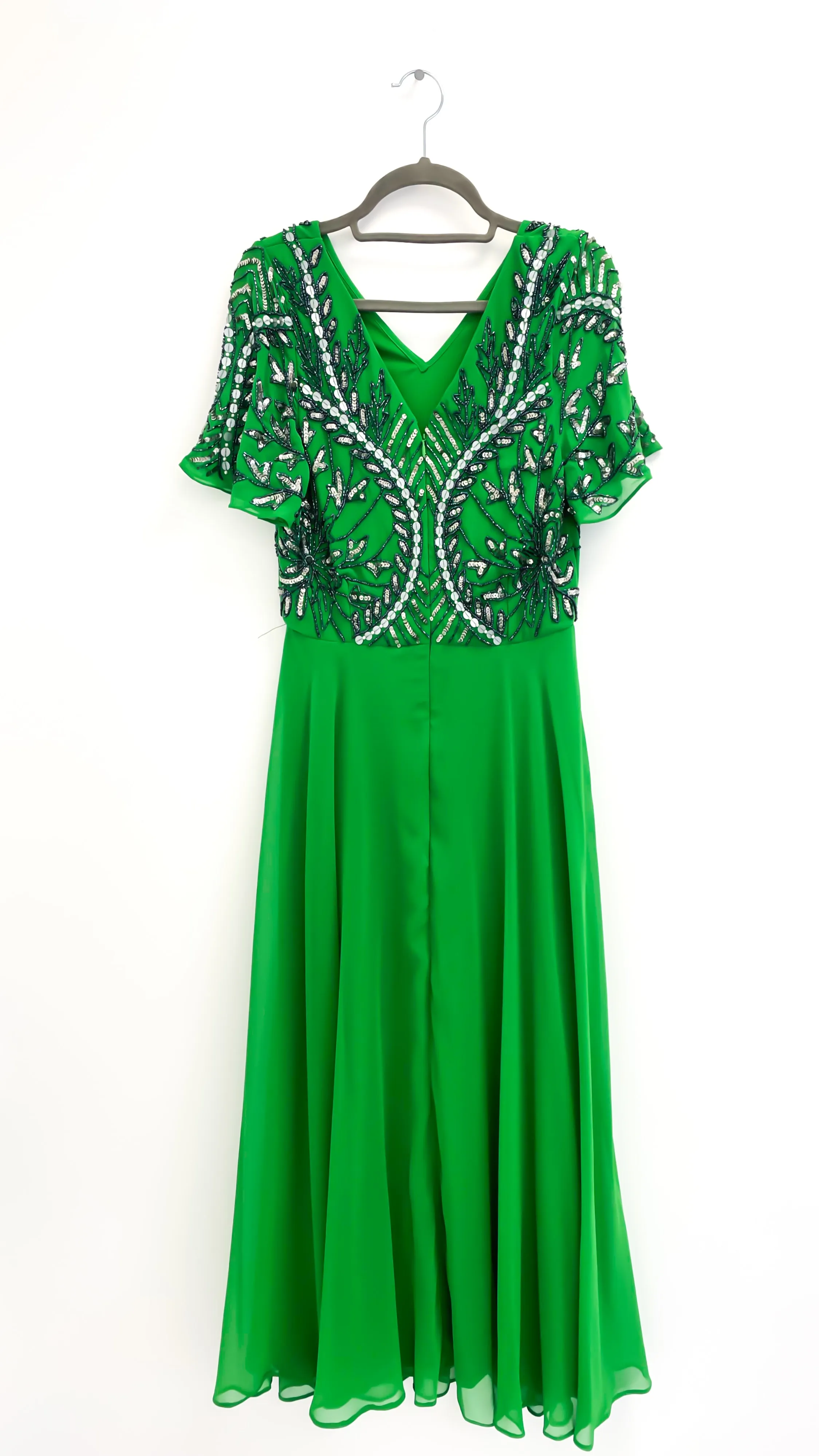 A1768 Emerald Embellished Flare Dress