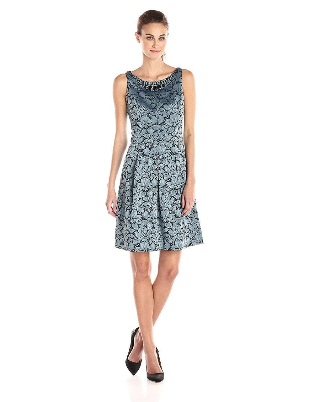 Adrianna Papell - Floral Print Jacquard Short Dress 15252820