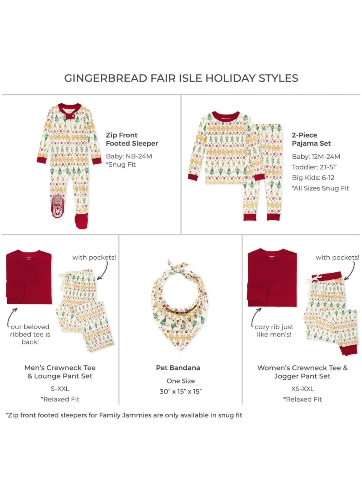 Adult Women's Tee & Jogger Pajama Set, Gingerbread Fair Isle