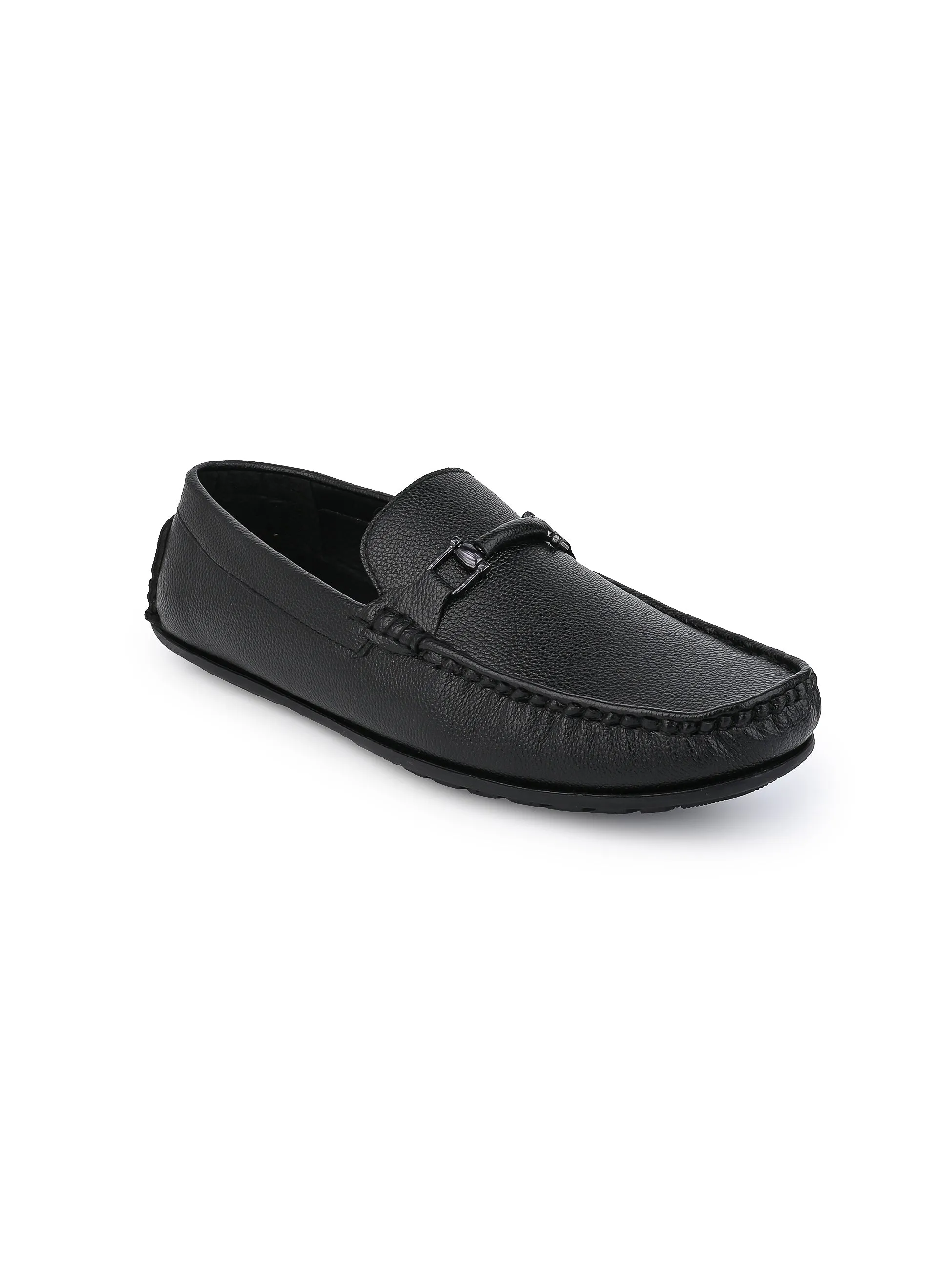 Alberto Torresi Mild Grained Synthetic Buckled Black Men's Loafer