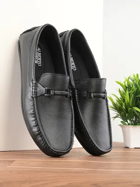 Alberto Torresi Mild Grained Synthetic Buckled Black Men's Loafer