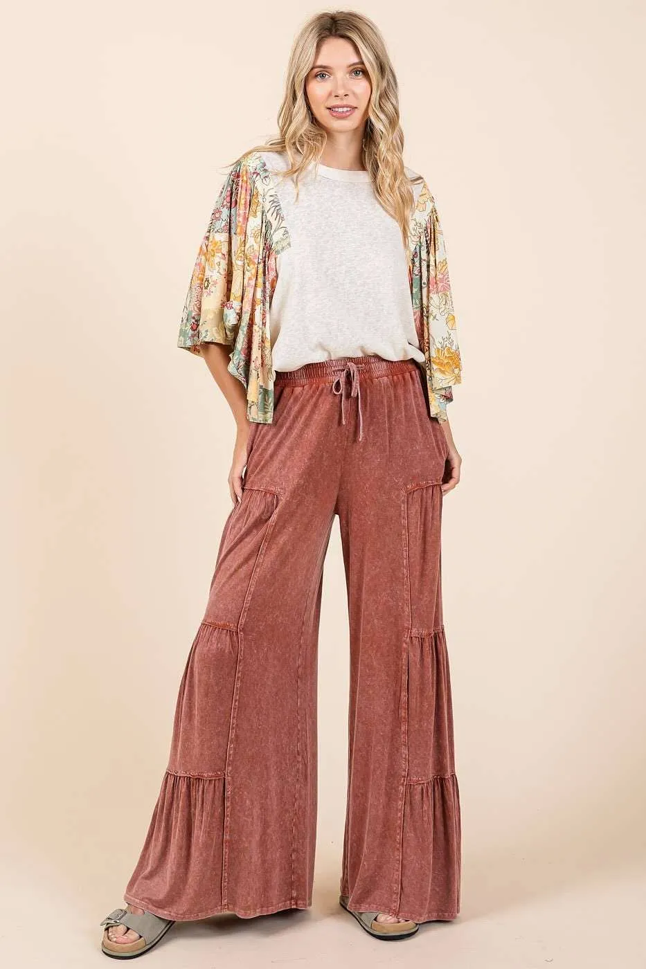 Allison Wide Leg Mineral Wash Pants