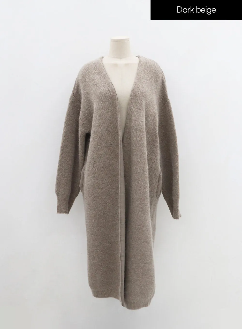 Angora V-Neck No Button Long Cardigan IO12