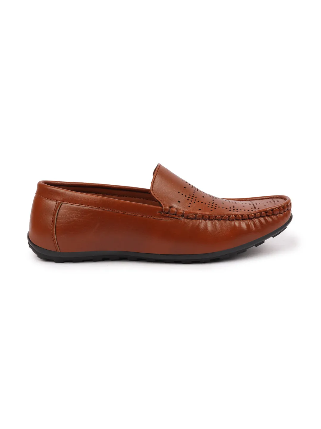 Basics Men Tan Casuals Flexible Hand Stitched Slip On Shoes Moccasin and Loafers