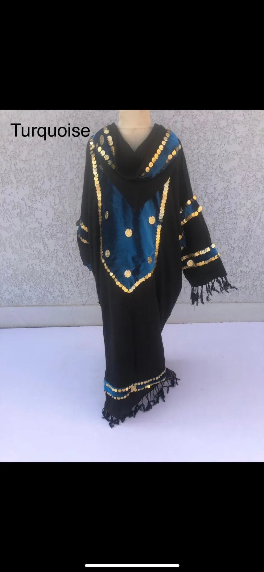 Bedouin gypsy hand loomed Kimono, Wool Winter jacket, hand stitched coins, hooded jacket, Wool Gypsy Jacket, Winter Abaya, Abayas for women