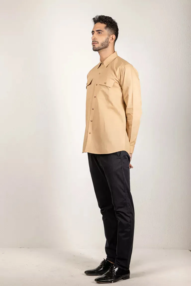 Beige Cotton Linen Shirt