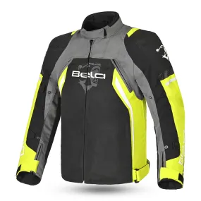 BELA Cordaniel Textile Motorcycle Jacket Men Black/Dark Gray/ Yellow Flouro