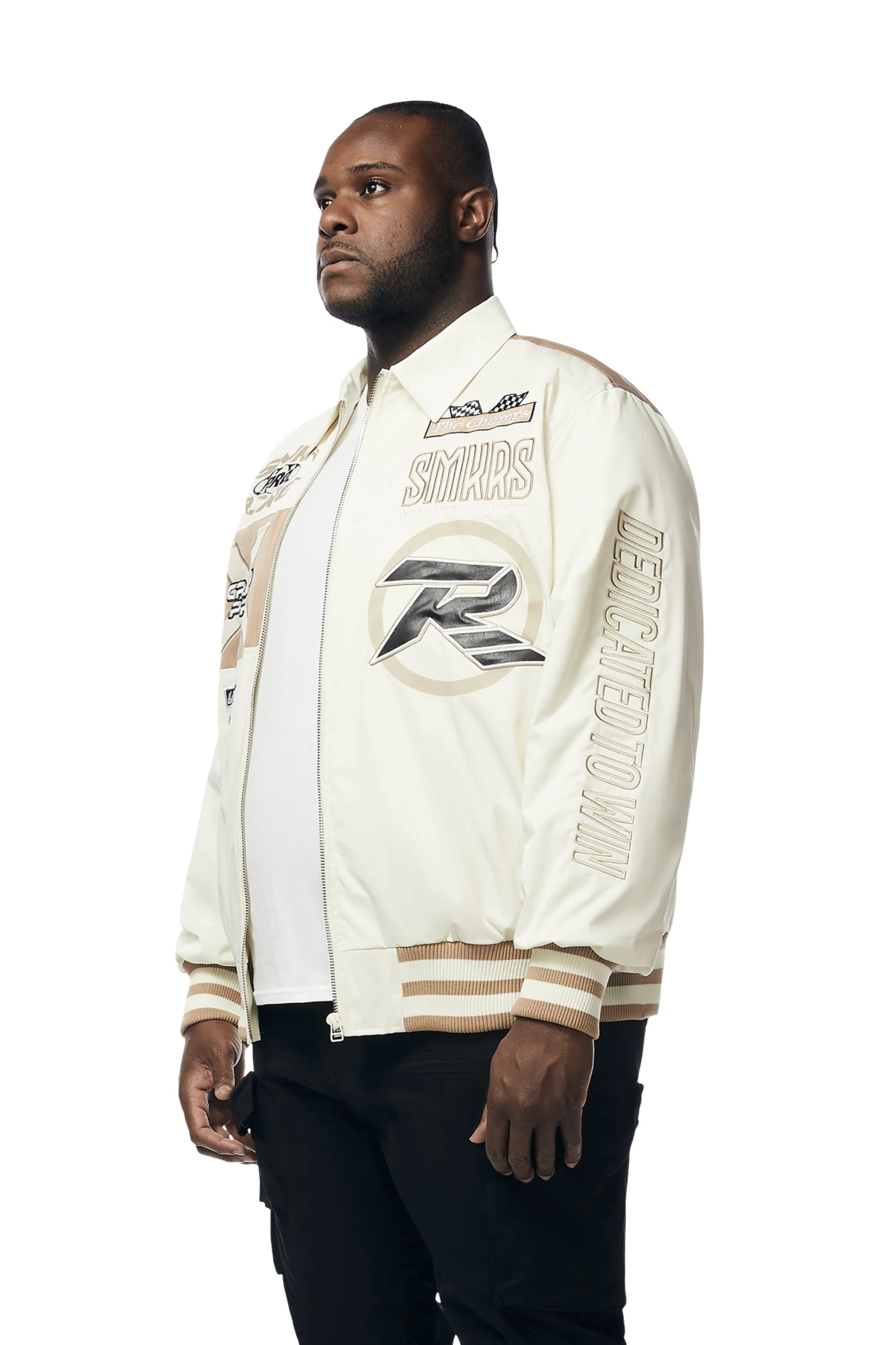 Big and Tall - Windbreaker Racing Jacket - Chalk