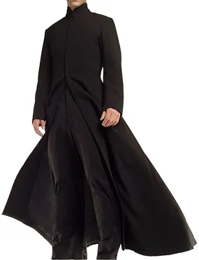 Black Wool Coat Matrix Detective Neo Costume Keanu Reeves Steampunk Gothic Trench Coat - E Genius