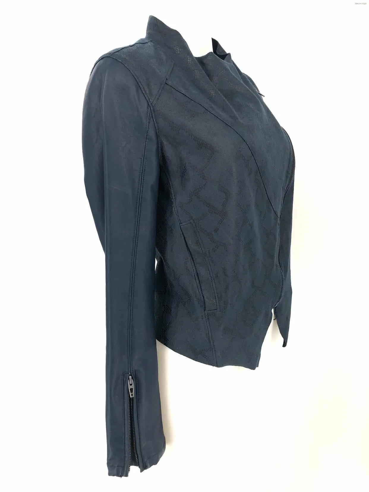 BLANK NYC Blue Ultra Suede Reptile Drape Front Women Size SMALL (S) Jacket