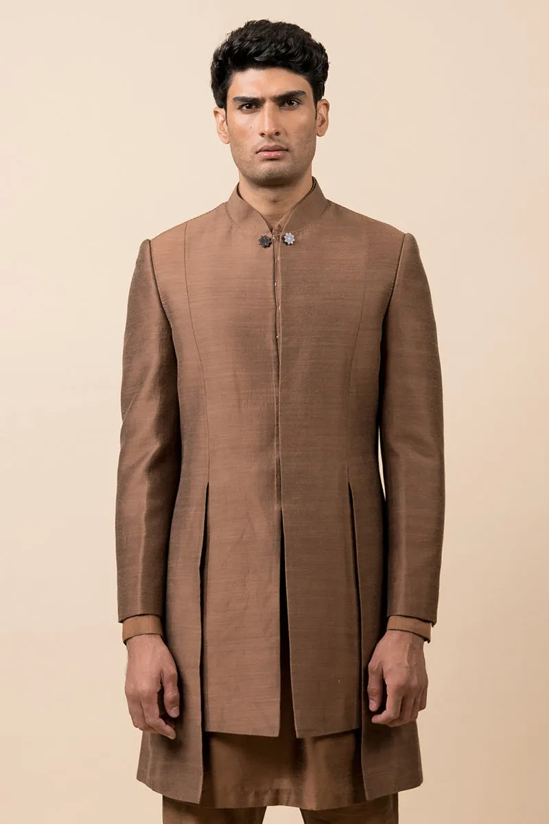 Brown Panelled Achkan