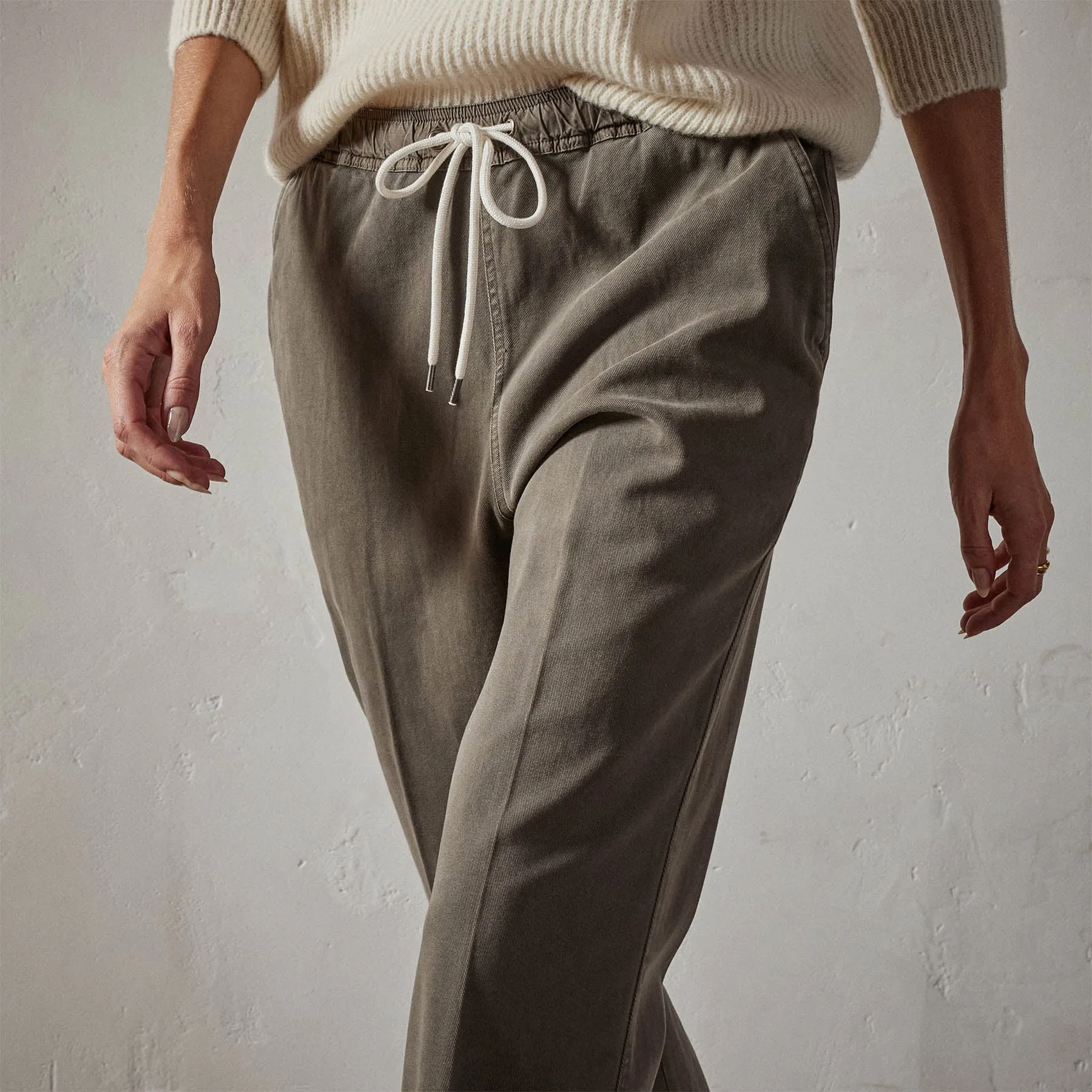 Brushed Cotton Twill Cuffed Trouser - Tent Pigment