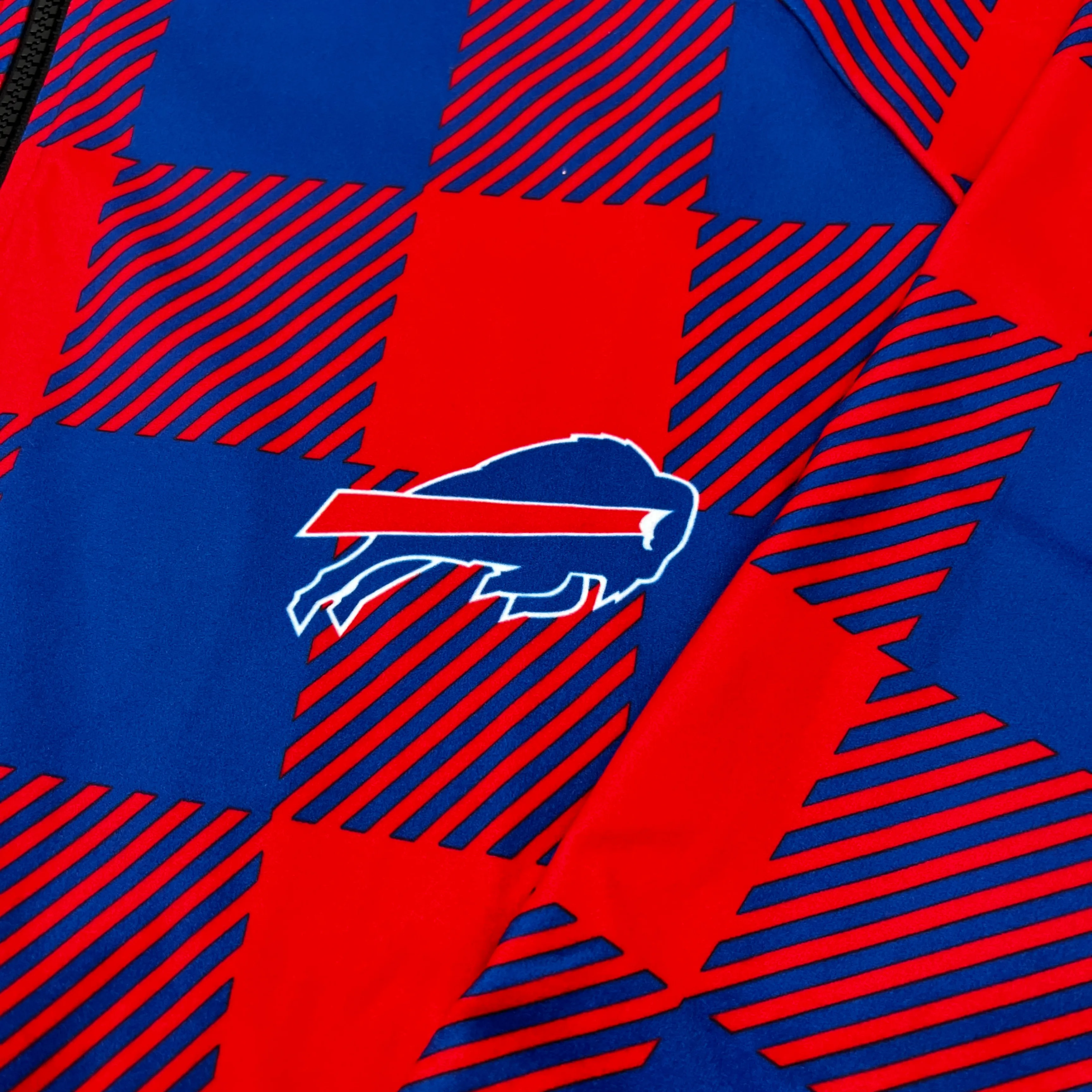 Buffalo Bills Printed Red and Blue Checkered Quarter Zip