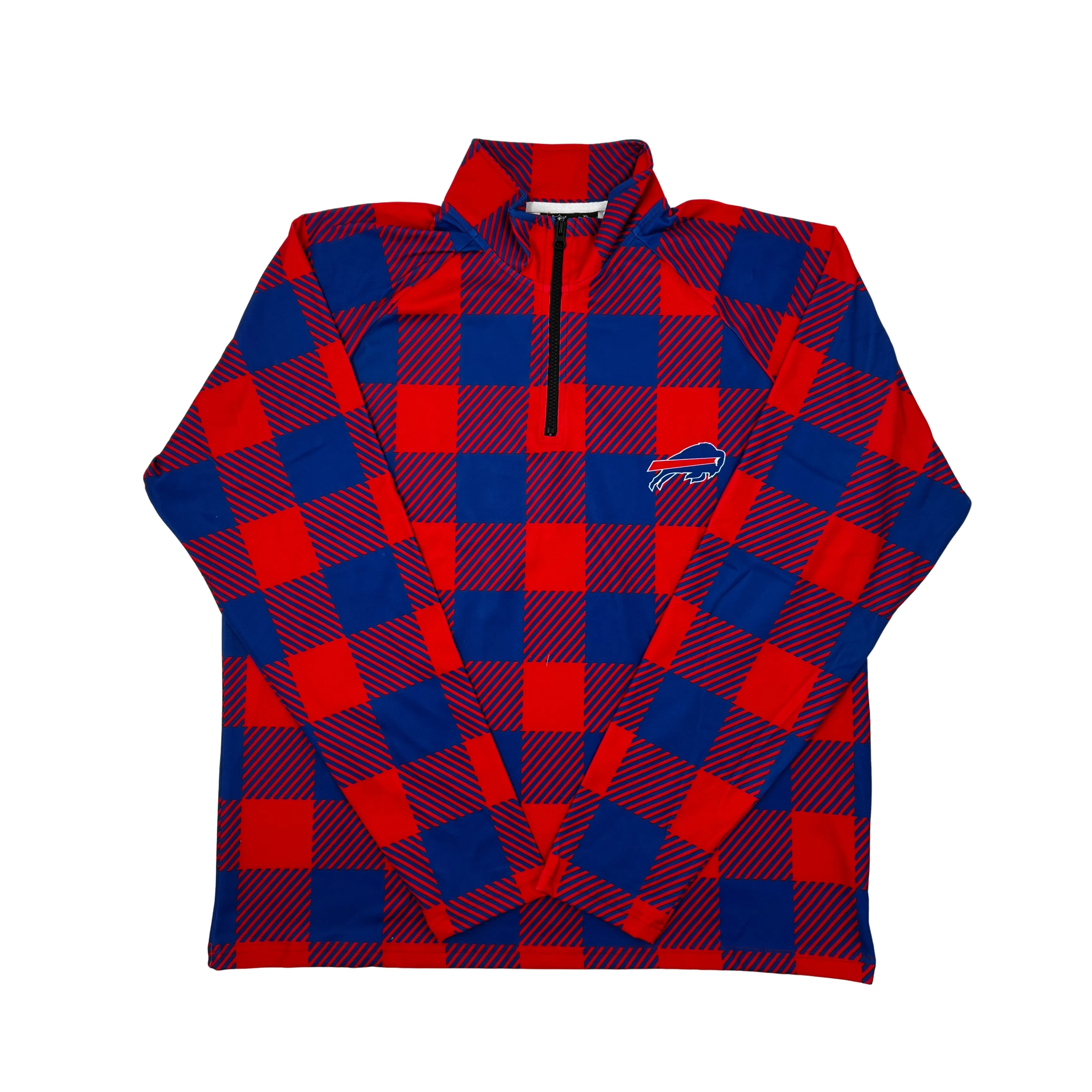 Buffalo Bills Printed Red and Blue Checkered Quarter Zip