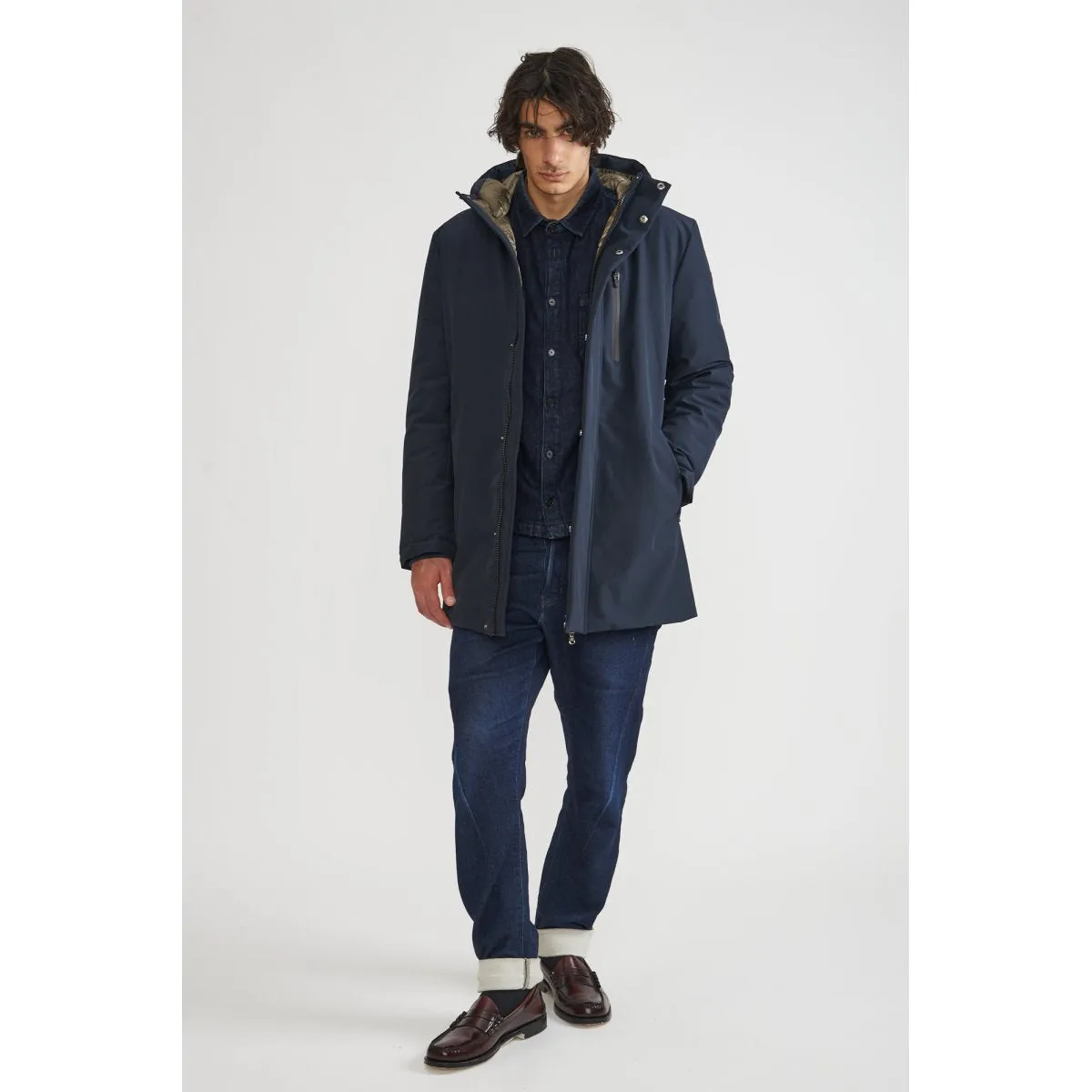 Canadian Parka for men with zip pockets and hood City CN.G221352/DKNAV dark blue 