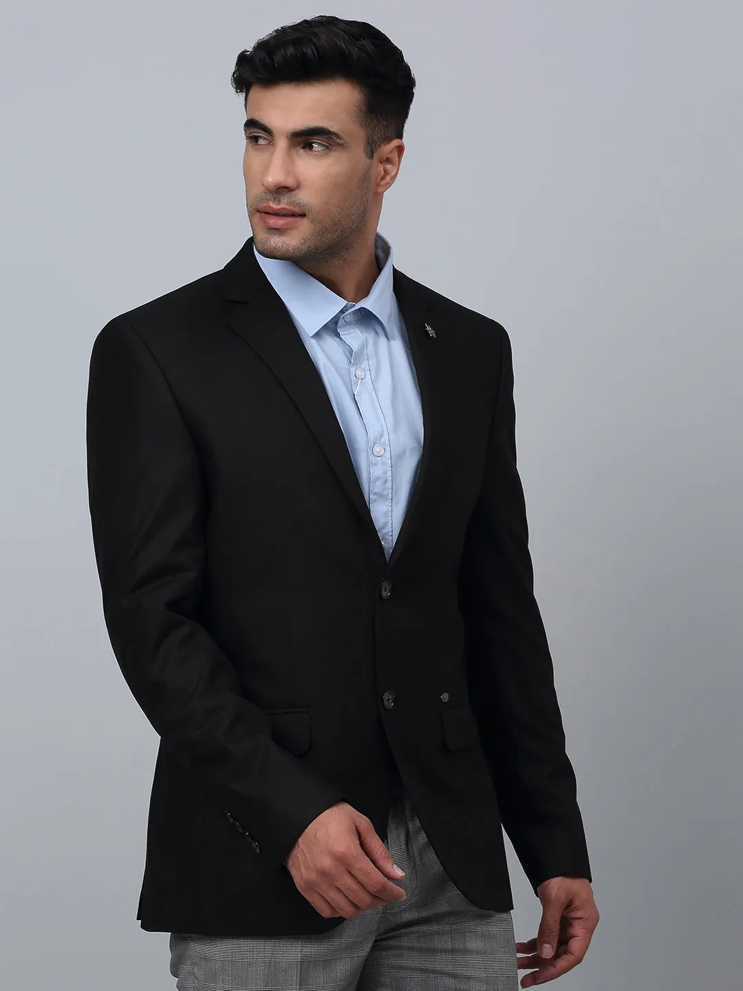 Cantabil Black Solid Full Sleeves Formal Blazer For Men