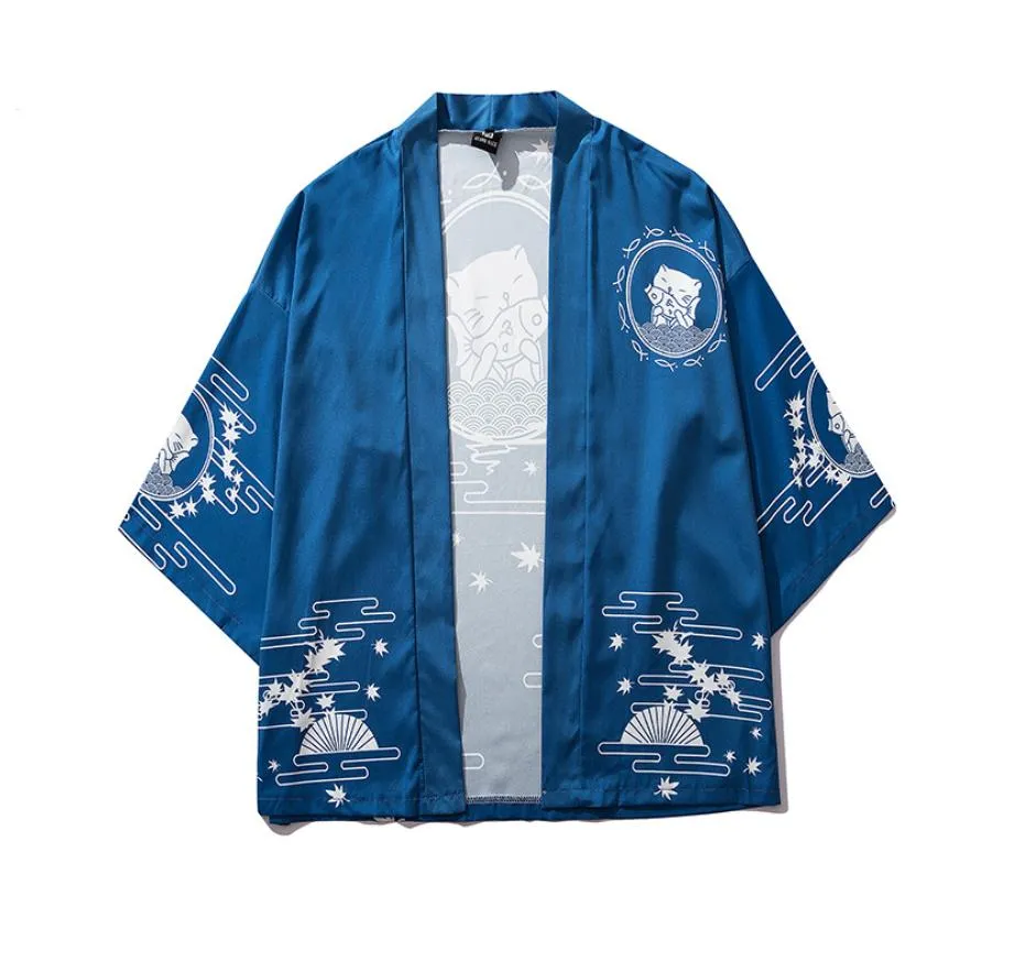 Cat eats Taiyaki Kimono Shirt | Anime Kimono