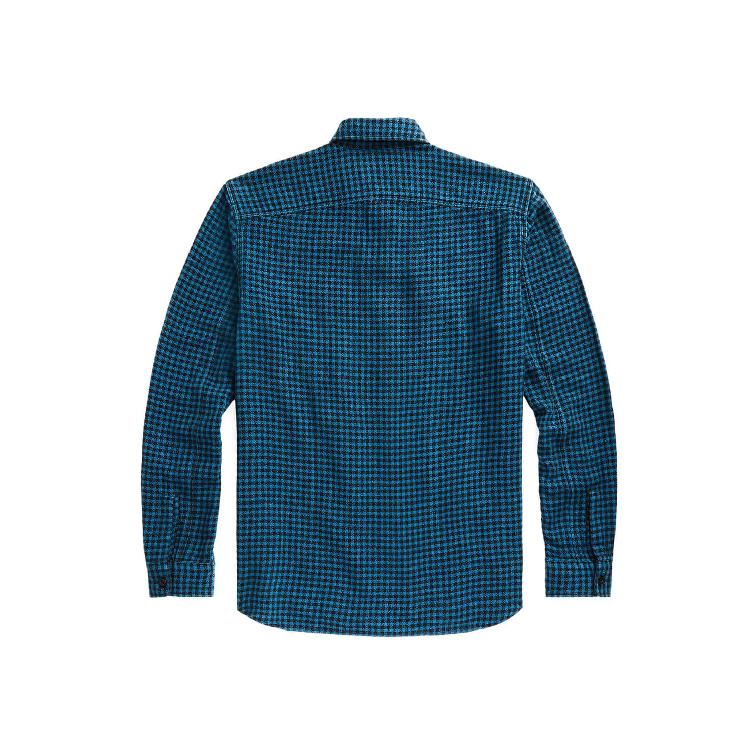 Checked Indigo Cotton-Linen Workshirt Blue/Sulphur Black FINAL SALE