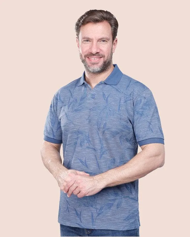 Classic Fit Patterned Polo Shirt - Indigo