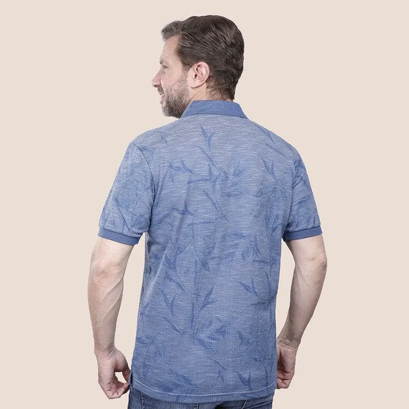 Classic Fit Patterned Polo Shirt - Indigo