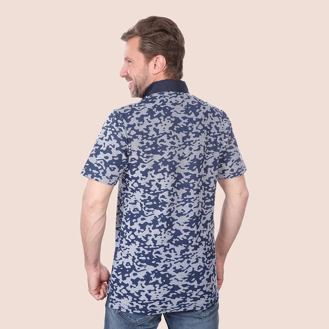 CLASSIC FIT PATTERNED POLO SHIRT - NAVY