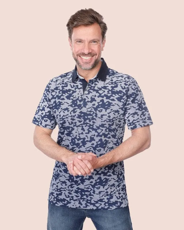 CLASSIC FIT PATTERNED POLO SHIRT - NAVY