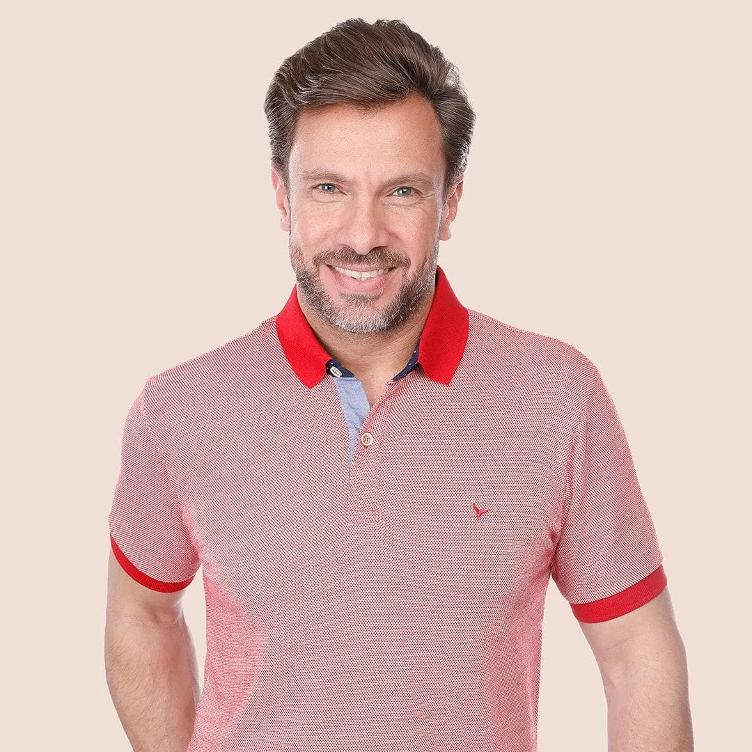 CLASSIC FIT TEXTURED POLO SHIRT - RED