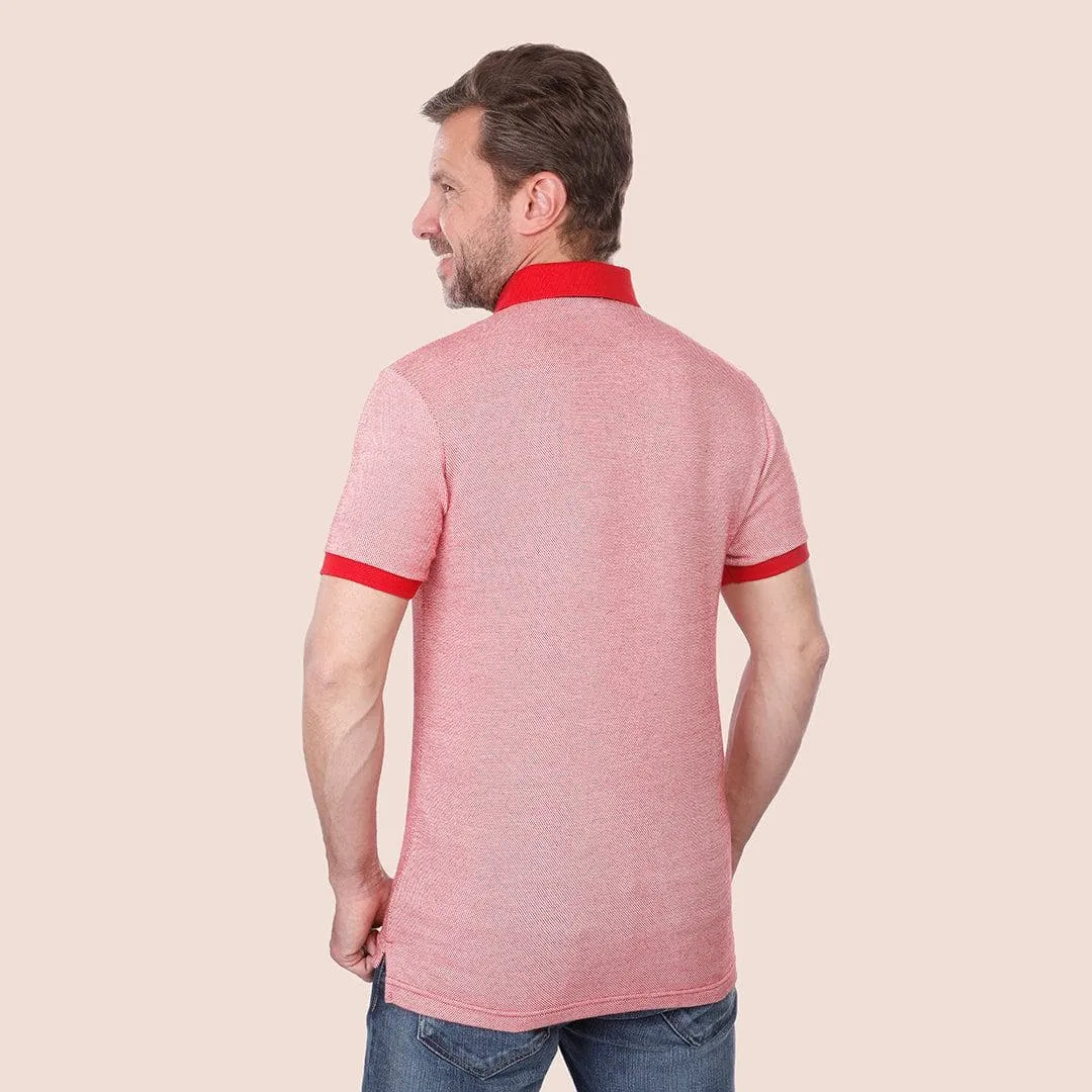 CLASSIC FIT TEXTURED POLO SHIRT - RED