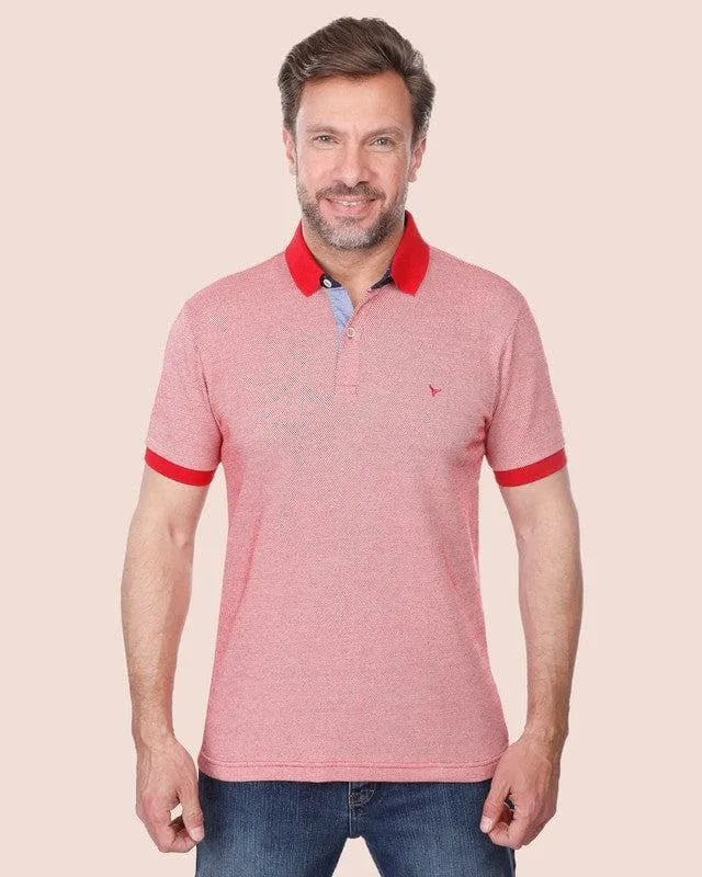 CLASSIC FIT TEXTURED POLO SHIRT - RED