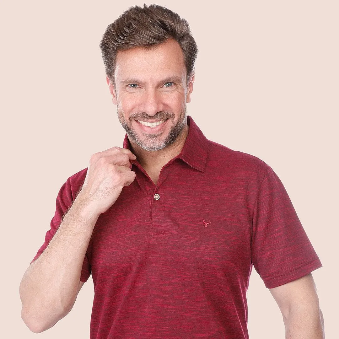 CLASSIC FIT TEXTURED POLO SHIRT - WINE