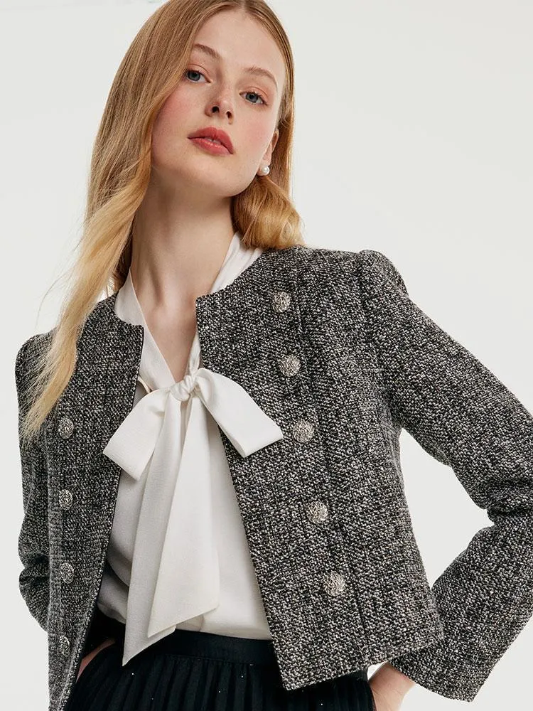 Classic Tweed Cropped Women Jacket