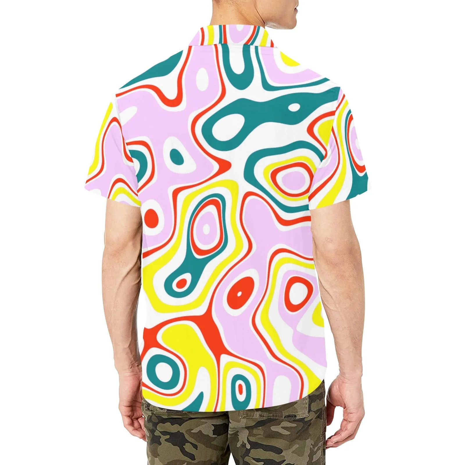 colored splat print 2 Men's Short Sleeve Shirt with Chest Pocket (Model T53)