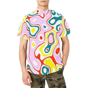 colored splat print 2 Men's Short Sleeve Shirt with Chest Pocket (Model T53)