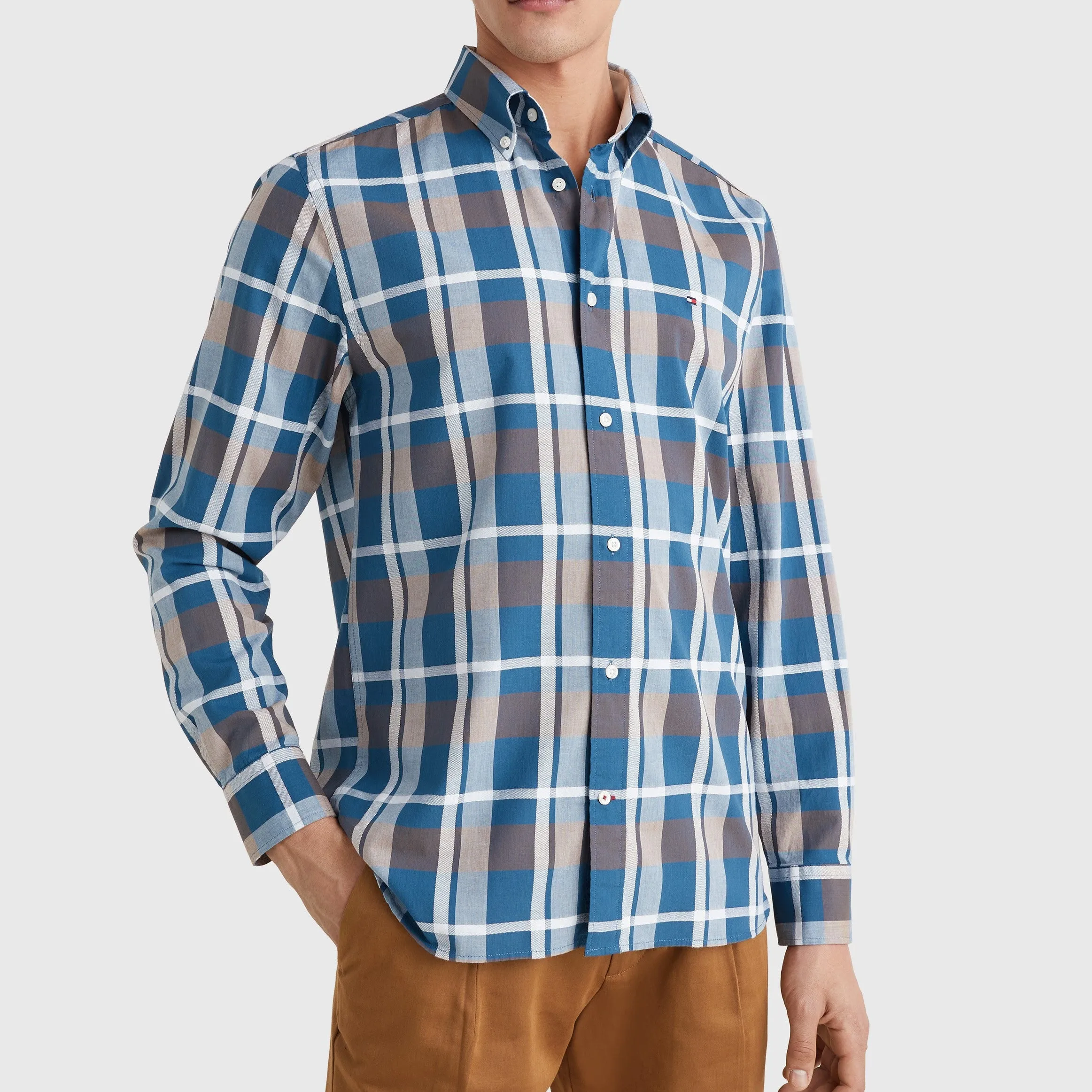 Combo Check Regular Fit Shirt - Blue Dock/White