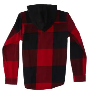 DC - RUCKUS - HOODED LONG SLEEVE SHIRT -  Chili Pepper/ Black Plaid