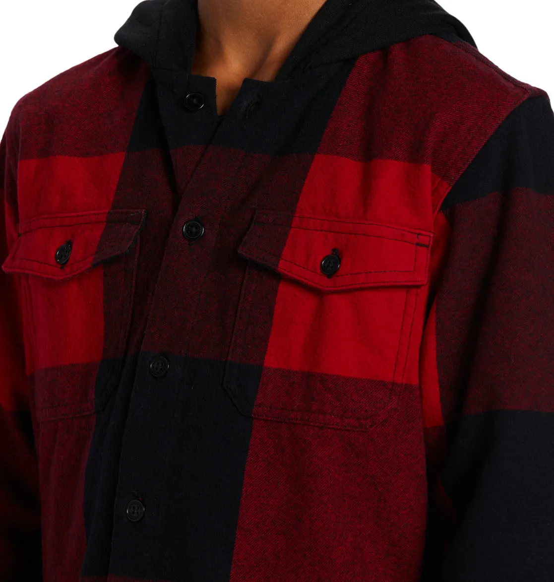 DC - RUCKUS - HOODED LONG SLEEVE SHIRT -  Chili Pepper/ Black Plaid