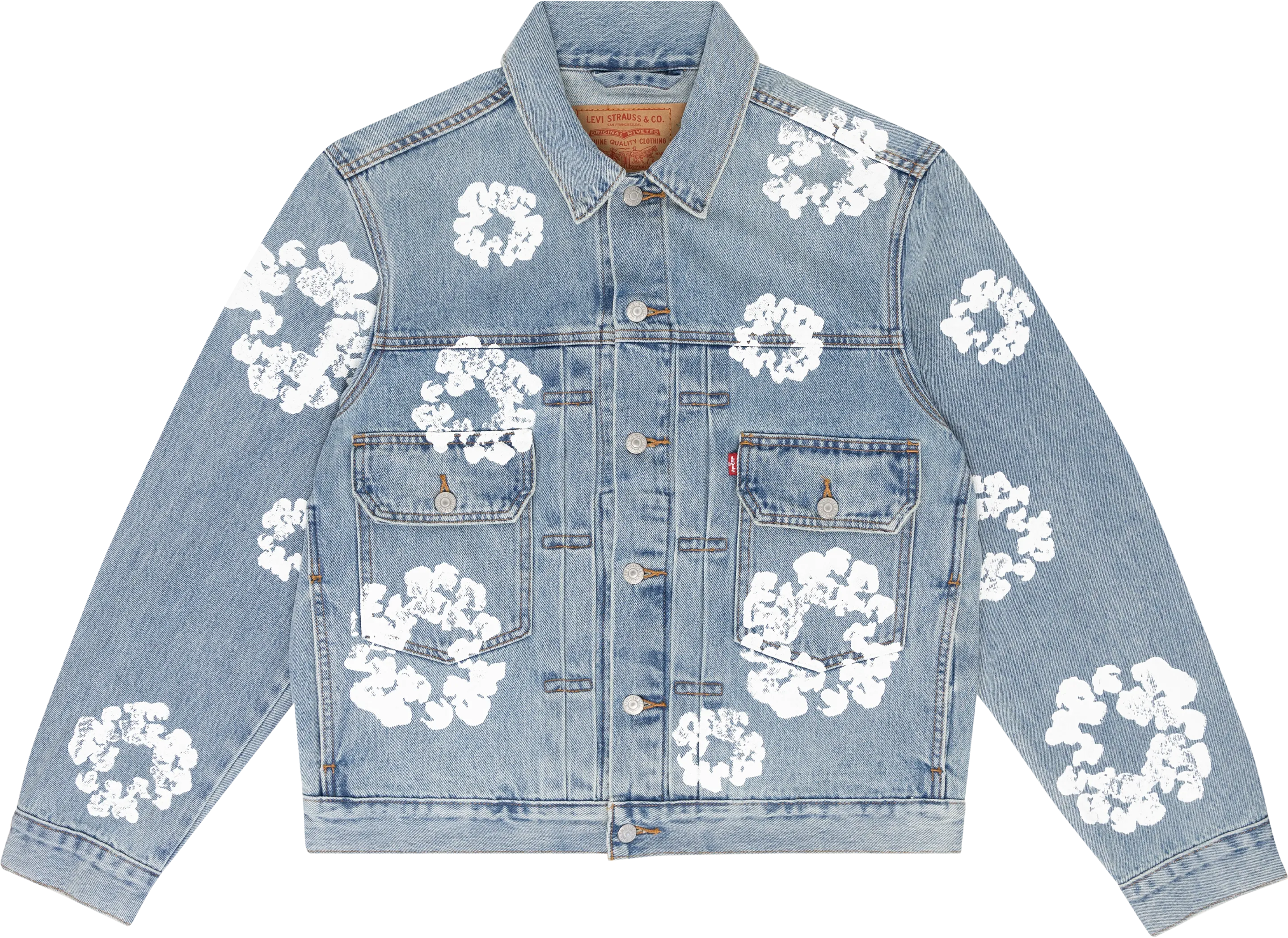 DENIM TEARS ALL OVER WREATH JACKET LIGHT BLUE