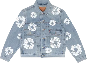 DENIM TEARS ALL OVER WREATH JACKET LIGHT BLUE