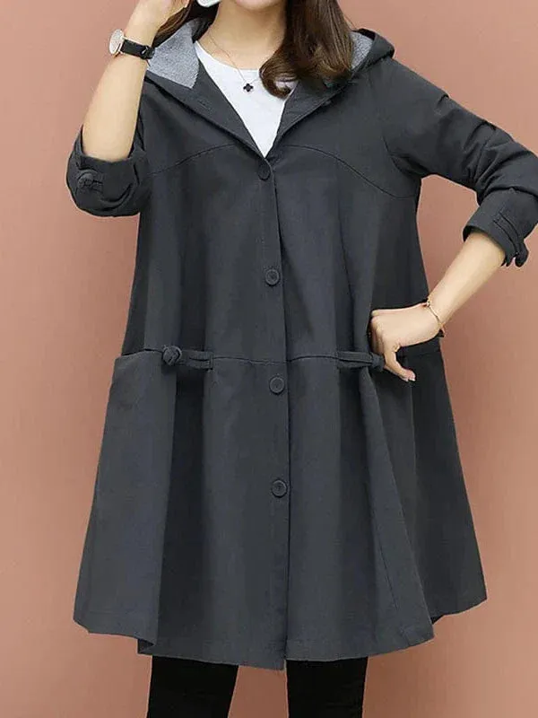 Elegant Windproof Hooded Trench Coat for Women