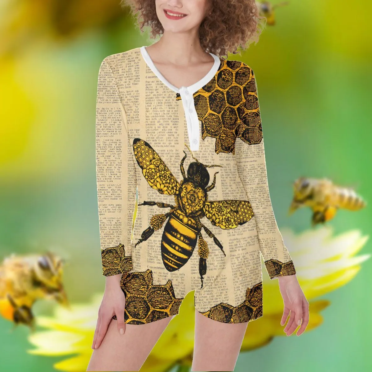 Gearhuman 3D Bee One Women Piece Pajamas