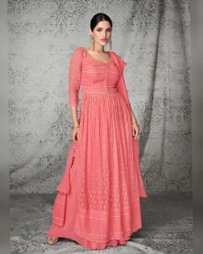 Georgette Palazzo style Salwar Suits Pink