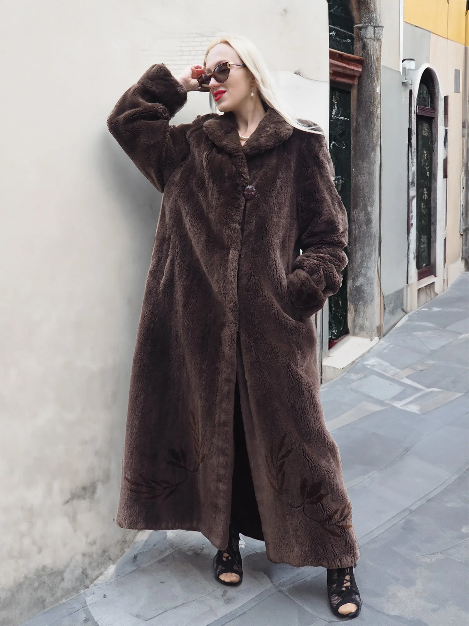 Gorgeous Sheared Beaver Fur Coat Full Length 54 M