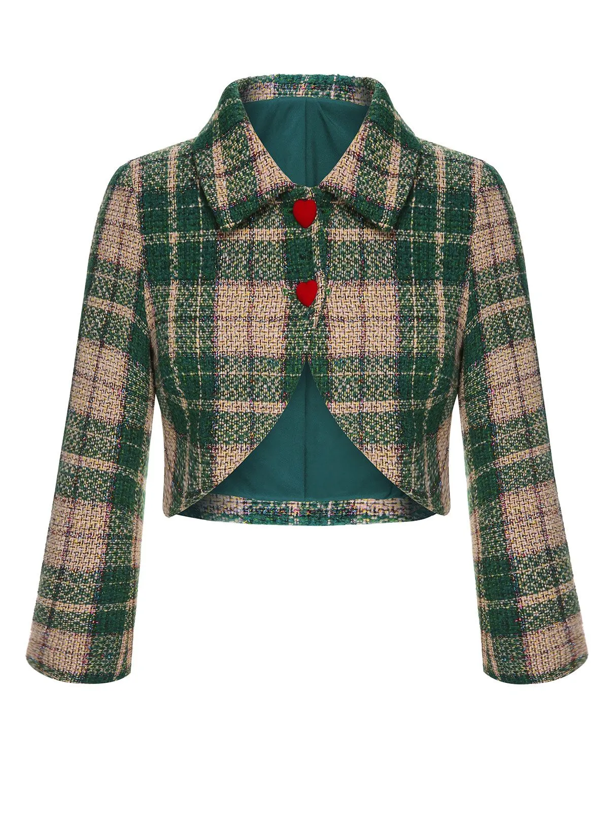 Green 1950s Lapel Scottish Plaid Jacket