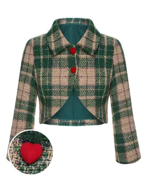 Green 1950s Lapel Scottish Plaid Jacket