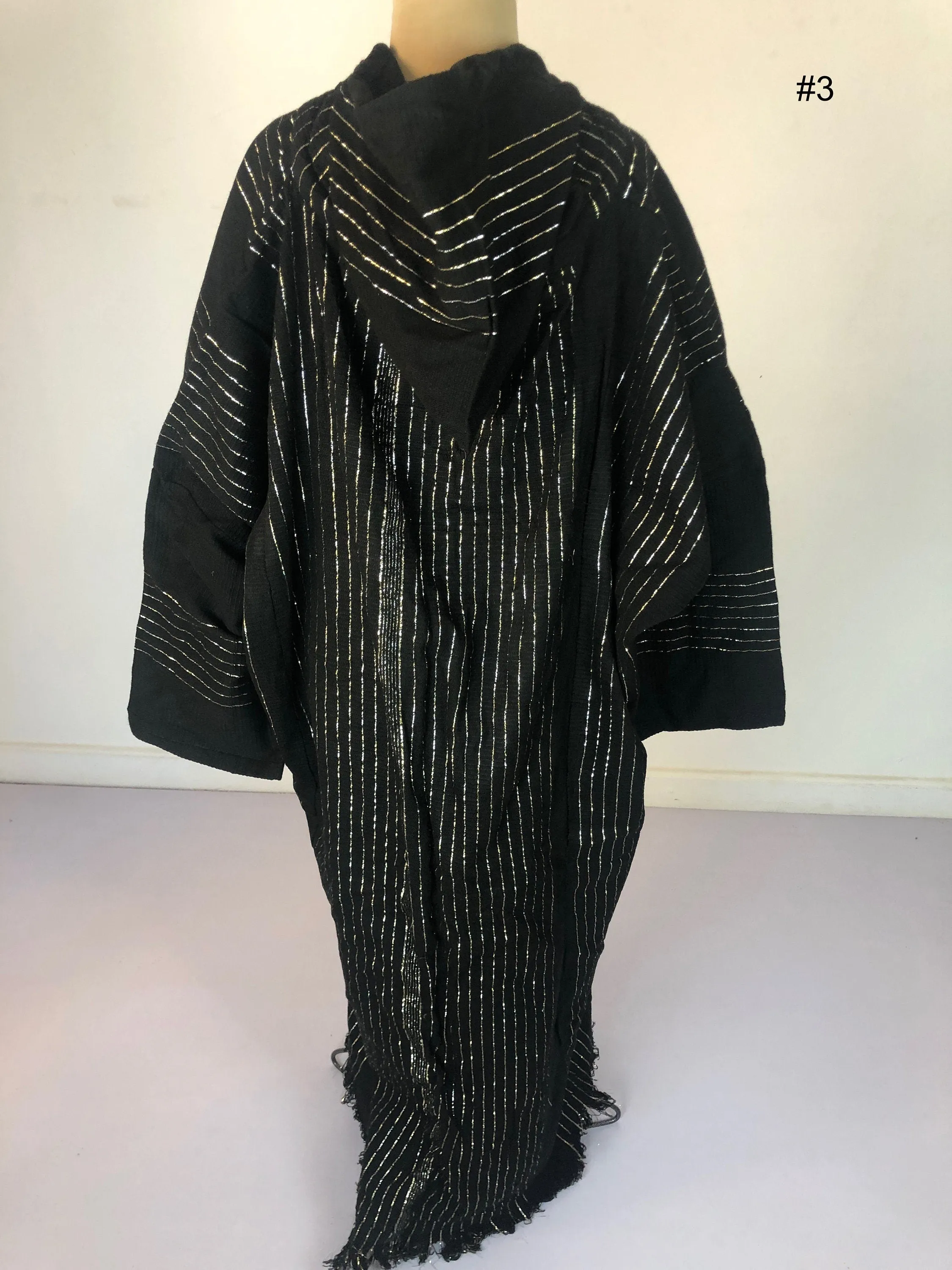 Half black half grey hand loomed Coat with silver threads, long winter women coat with pocket, womens Coat, Long coat, Hooded coat, Coat