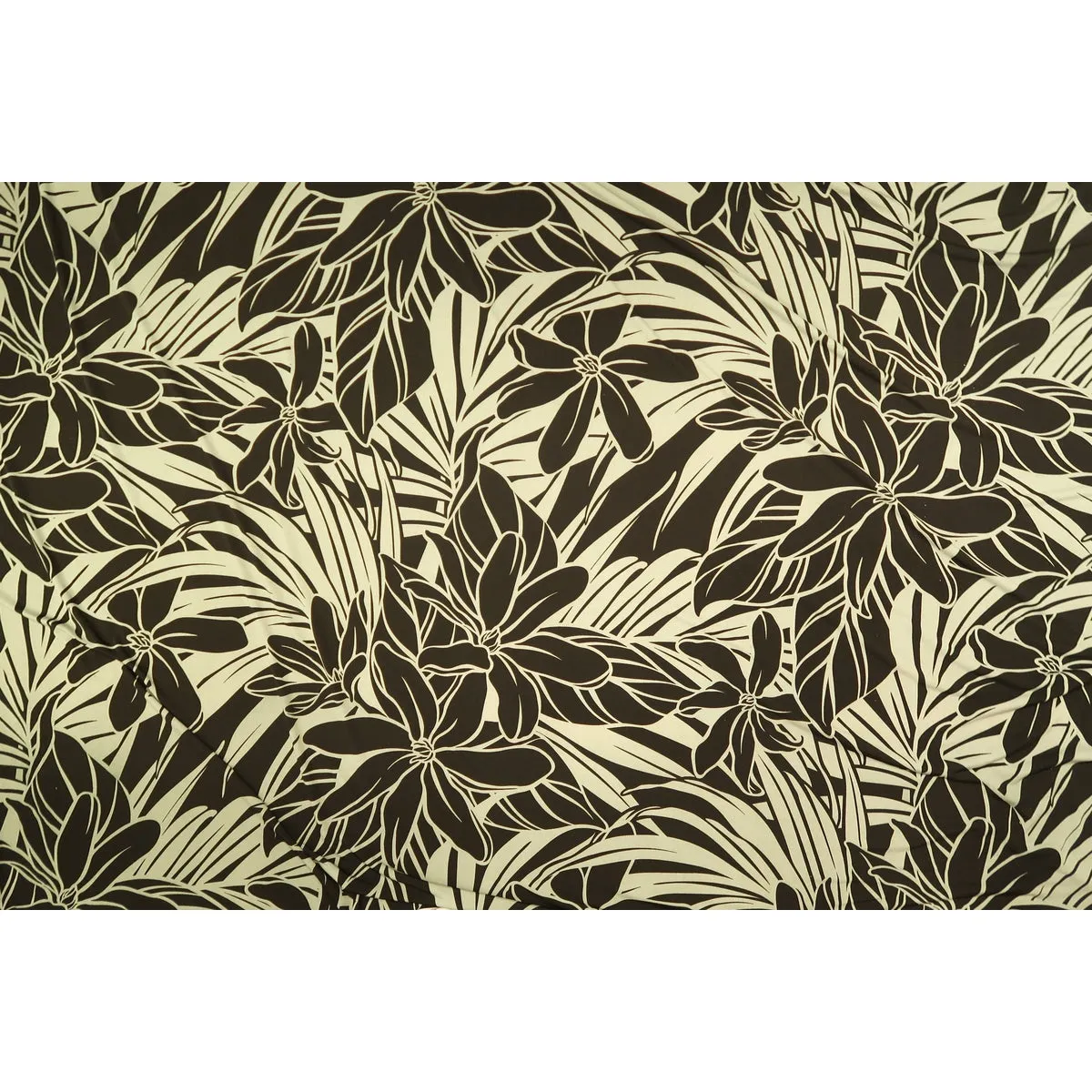 Hawaiian Floral Print Knit Jersey Fabric | Black