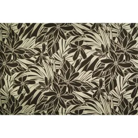 Hawaiian Floral Print Knit Jersey Fabric | Black