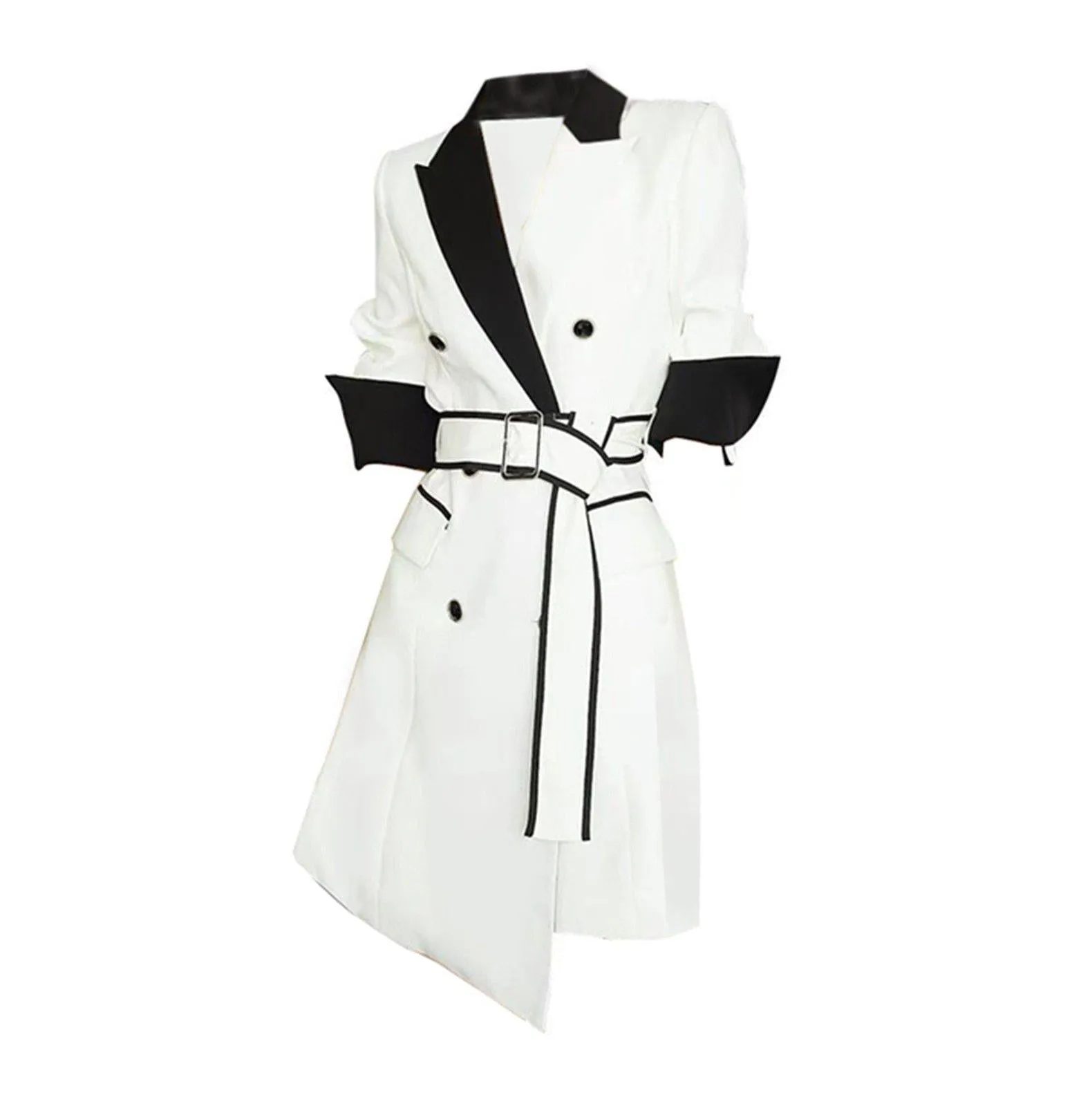 High Low Belted Two-Tone Jacket